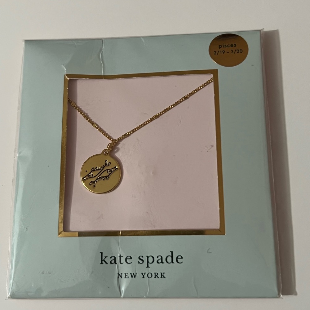 KATE SPADE PIECES SIGN GOLD NECKLACE, NWT